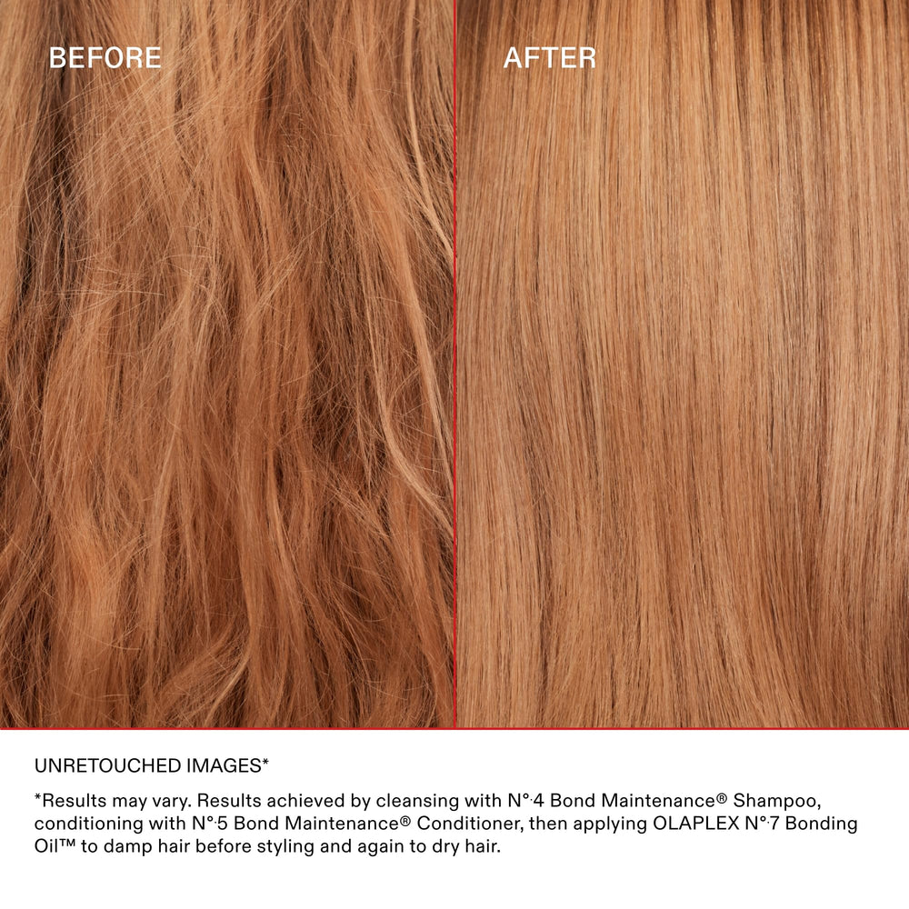 Olaplex No. 7 Bonding Oil highlights color vibrancy and depth on healthy-looking strands.