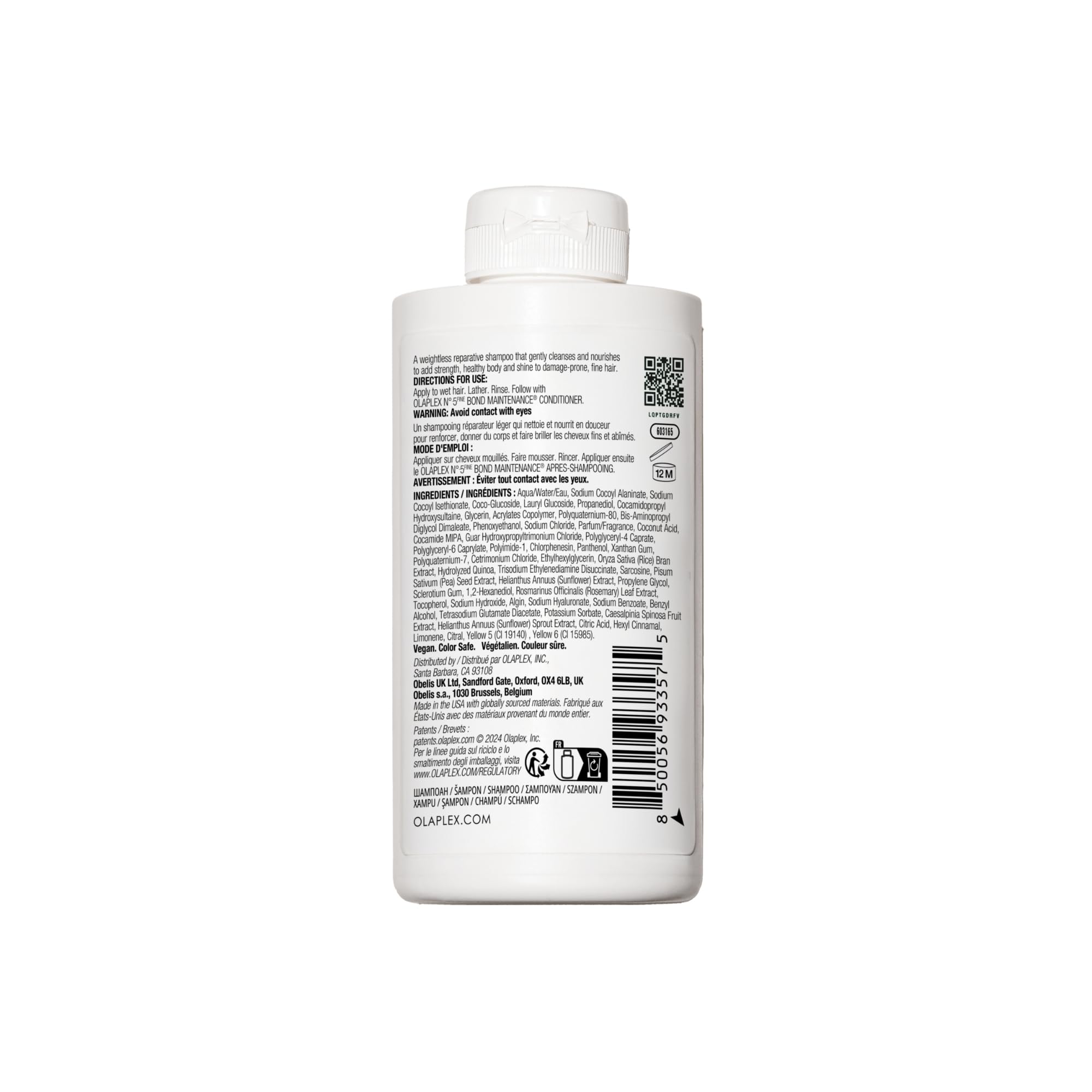 Olaplex No.4 FINE back of bottle highlighting size and usage