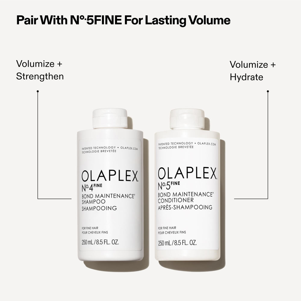 Olaplex No.4 FINE shampoo on sink ready for a wash routine