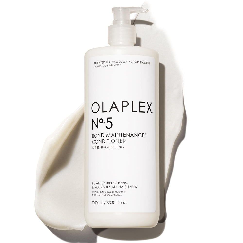 Olaplex No. 5 bottle close-up highlighting color-safe formula and premium conditioning.