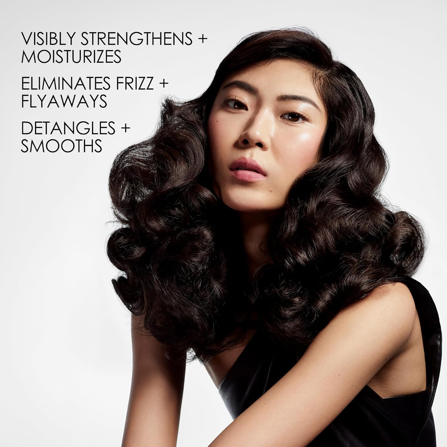 Hair looks smooth and shiny after using Olaplex No. 5 conditioner.