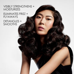 Hair looks smooth and shiny after using Olaplex No. 5 conditioner.