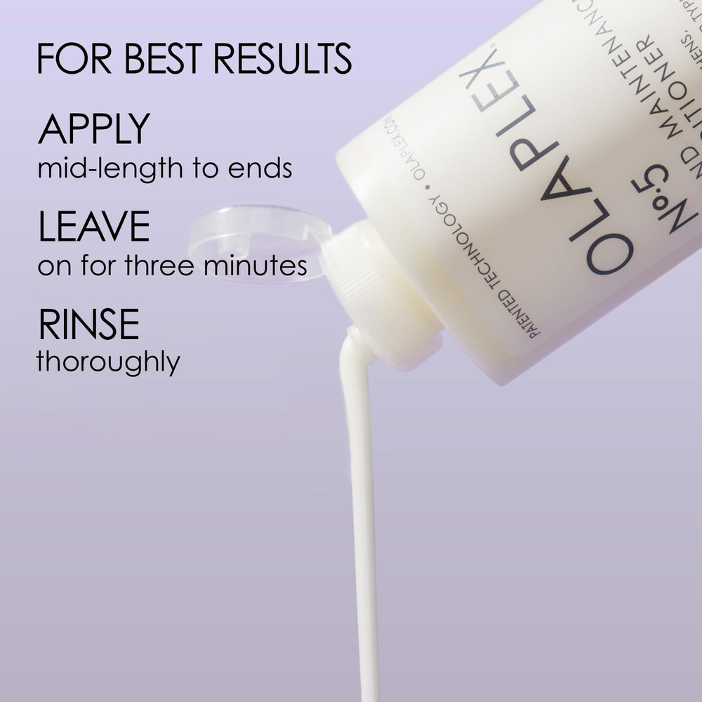 Olaplex No. 5 label close-up shows benefits and color-safe claim.