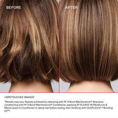 Olaplex No.5 Leave-In ends sealing close-up emphasizes split-end repair