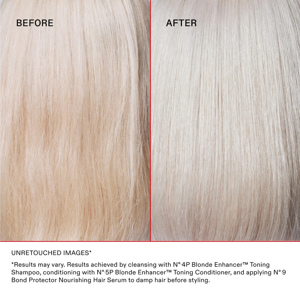 Olaplex No.5P bottle on sink with towel highlighting home hair care routine.