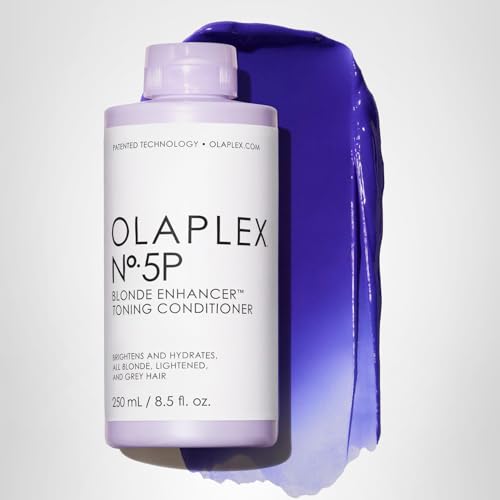 Olaplex No.5P bottle against cool studio background signaling tone control.