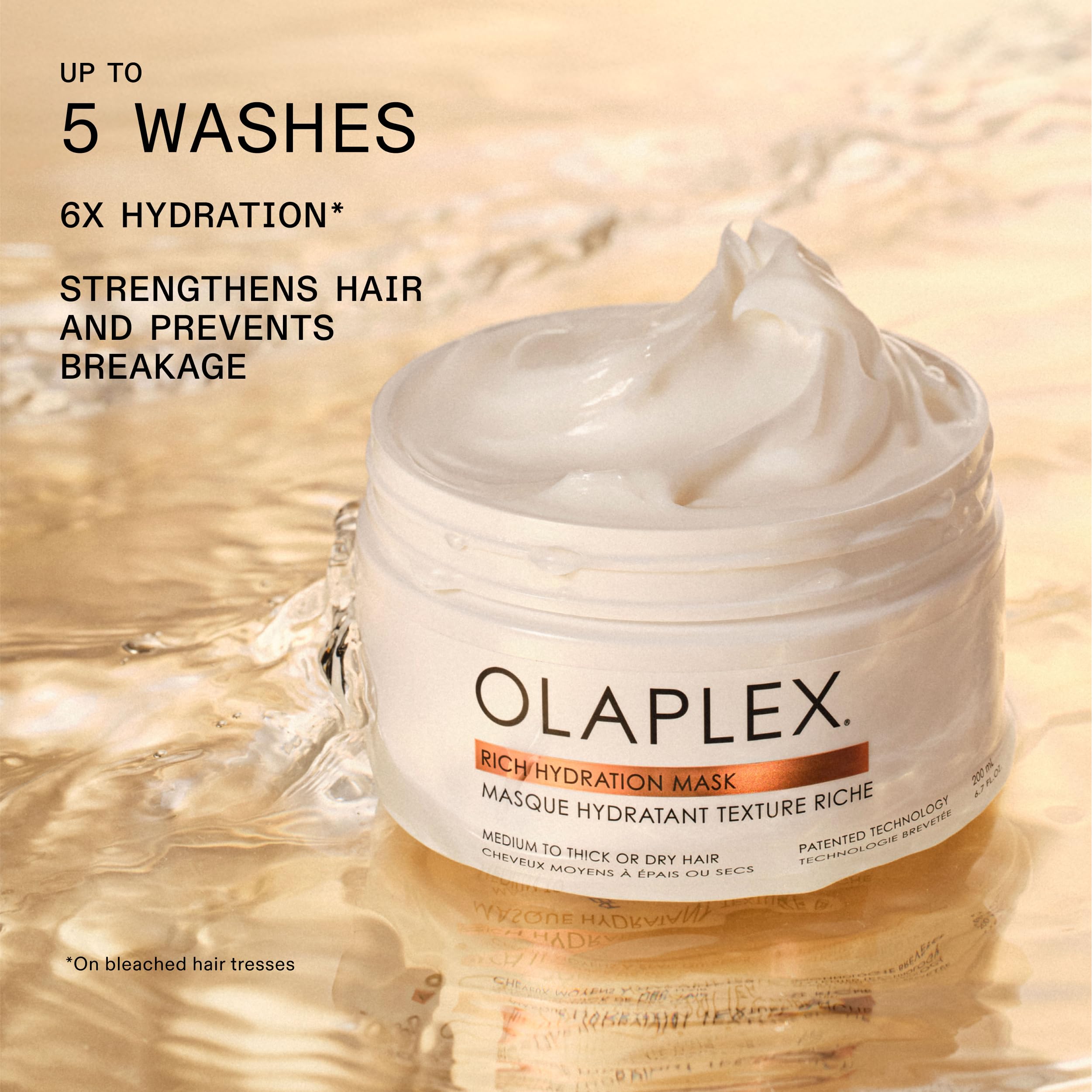 Olaplex Rich Hydration Mask tube application demonstrating even product distribution.