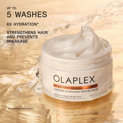 Olaplex Rich Hydration Mask tube application demonstrating even product distribution.