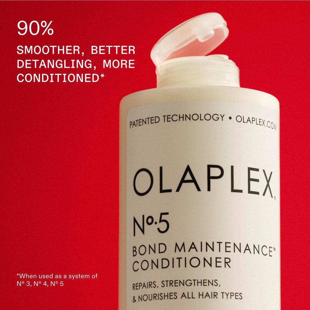 Olaplex No.4 and No.5 duo shown during a wash and conditioning step