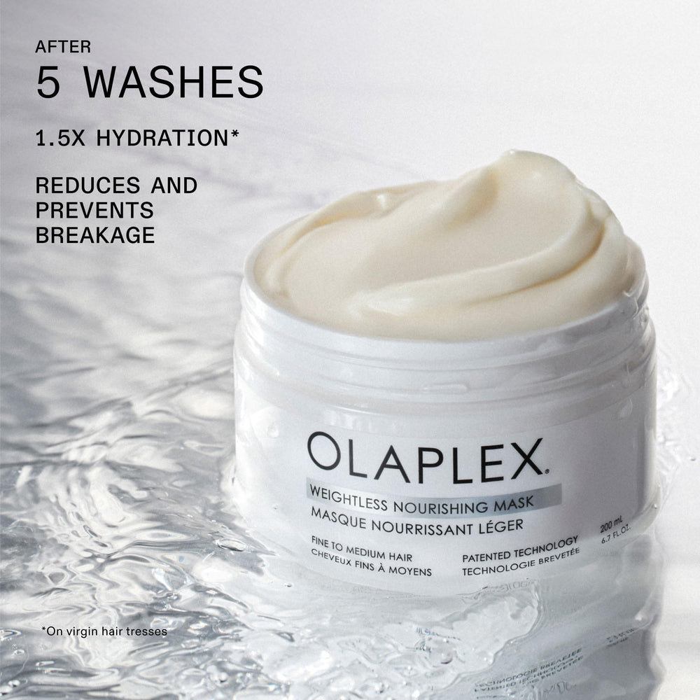 Olaplex Weightless Nourishing Mask cream texture swatch illustrating rich moisture.