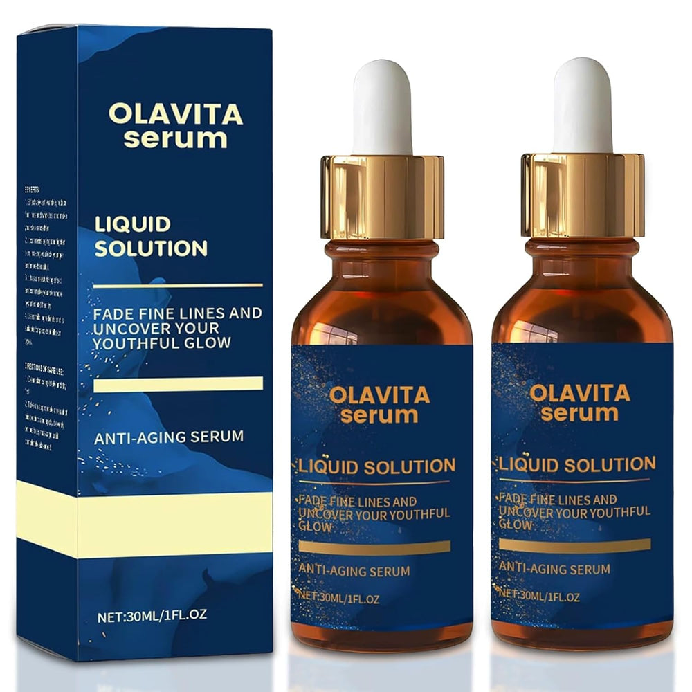 Olavita Serum, botella de esencia antiaging, ofrece hidratación profunda y suaviza la piel.