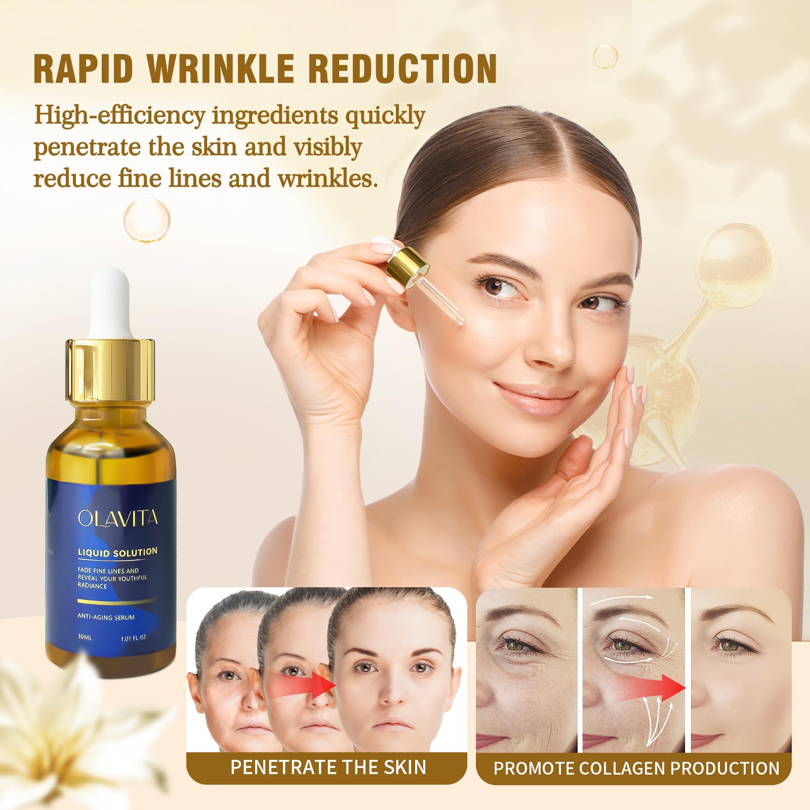 OLAVITA Serum Facial reducción de arrugas para aspecto más fresco.