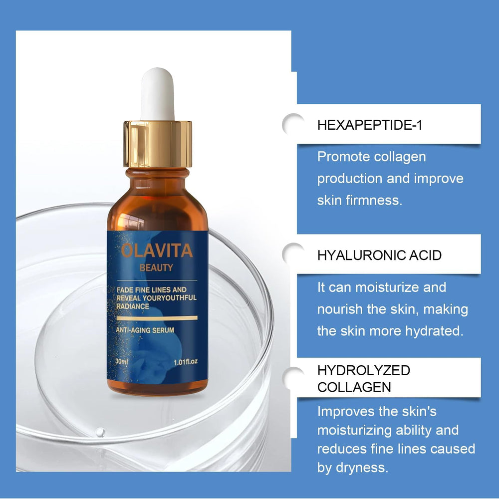 Nutrición y humedad duradera para la piel con OLAVITA Suero Facial.