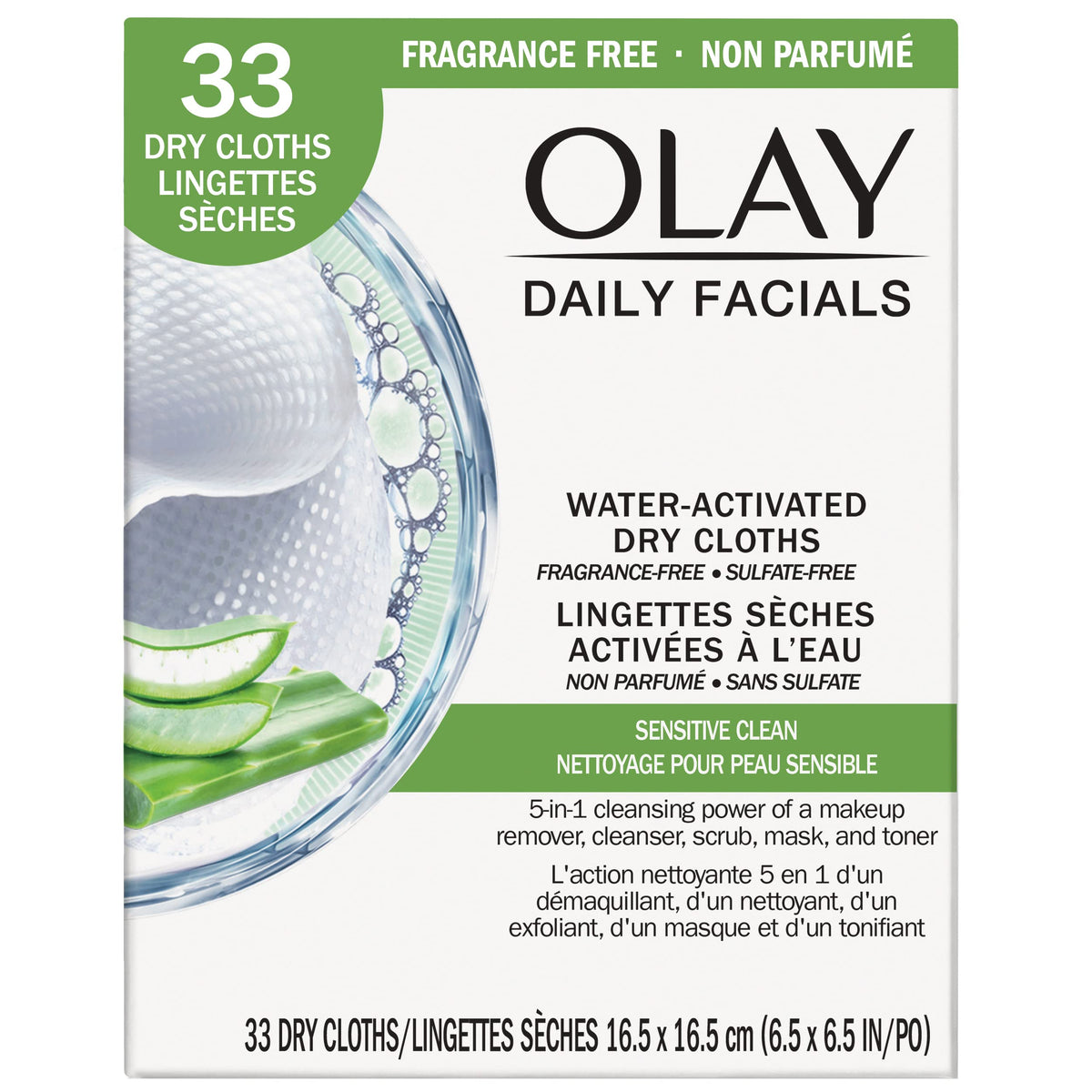 Pañuelos faciales Olay 4 en 1 para limpieza suave y cuidado diario.
