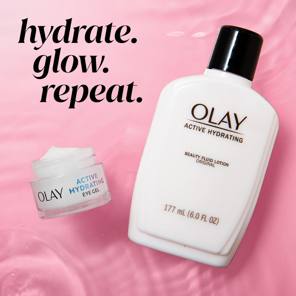 Olay Active Hydrating Eye Gel con ácido hialurónico, hidratación suave y constante.