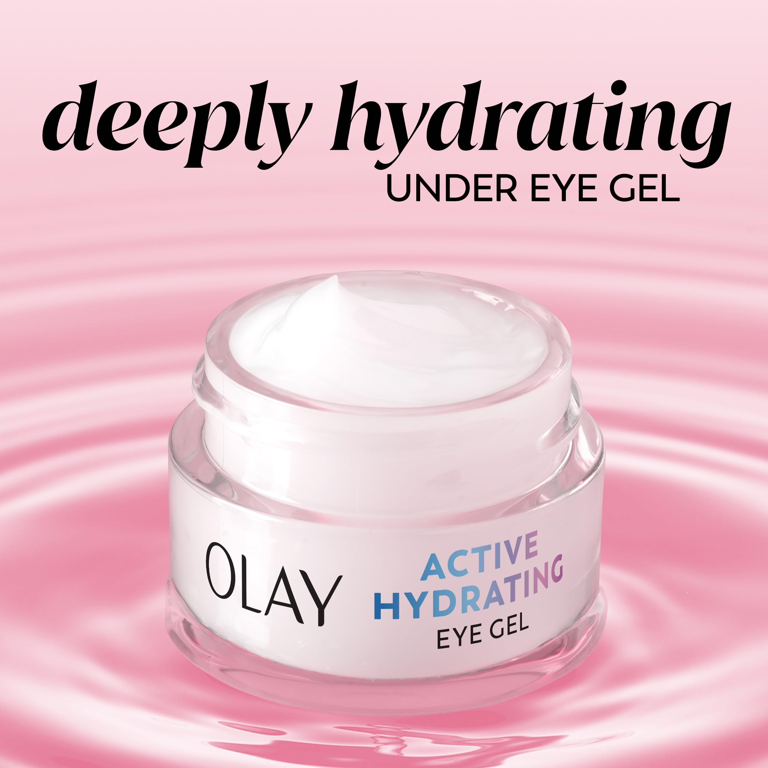 Olay Active Hydrating Eye Gel aplicado con las manos, textura suave y absorción rápida.