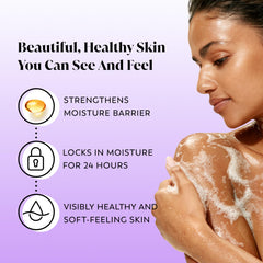 Olay Age Defying Bottle with pump shows easy dispensing for quick showers.