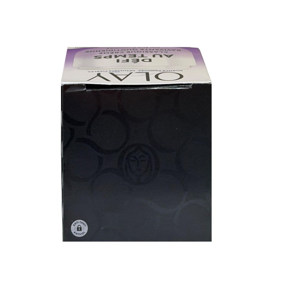 Olay Age Defying Renewal non-comedogenic formula close-up, designed for daily use.