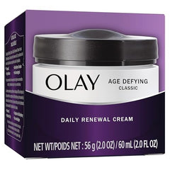 Olay Age Defying Renewal packaging shot for daily skincare routine.