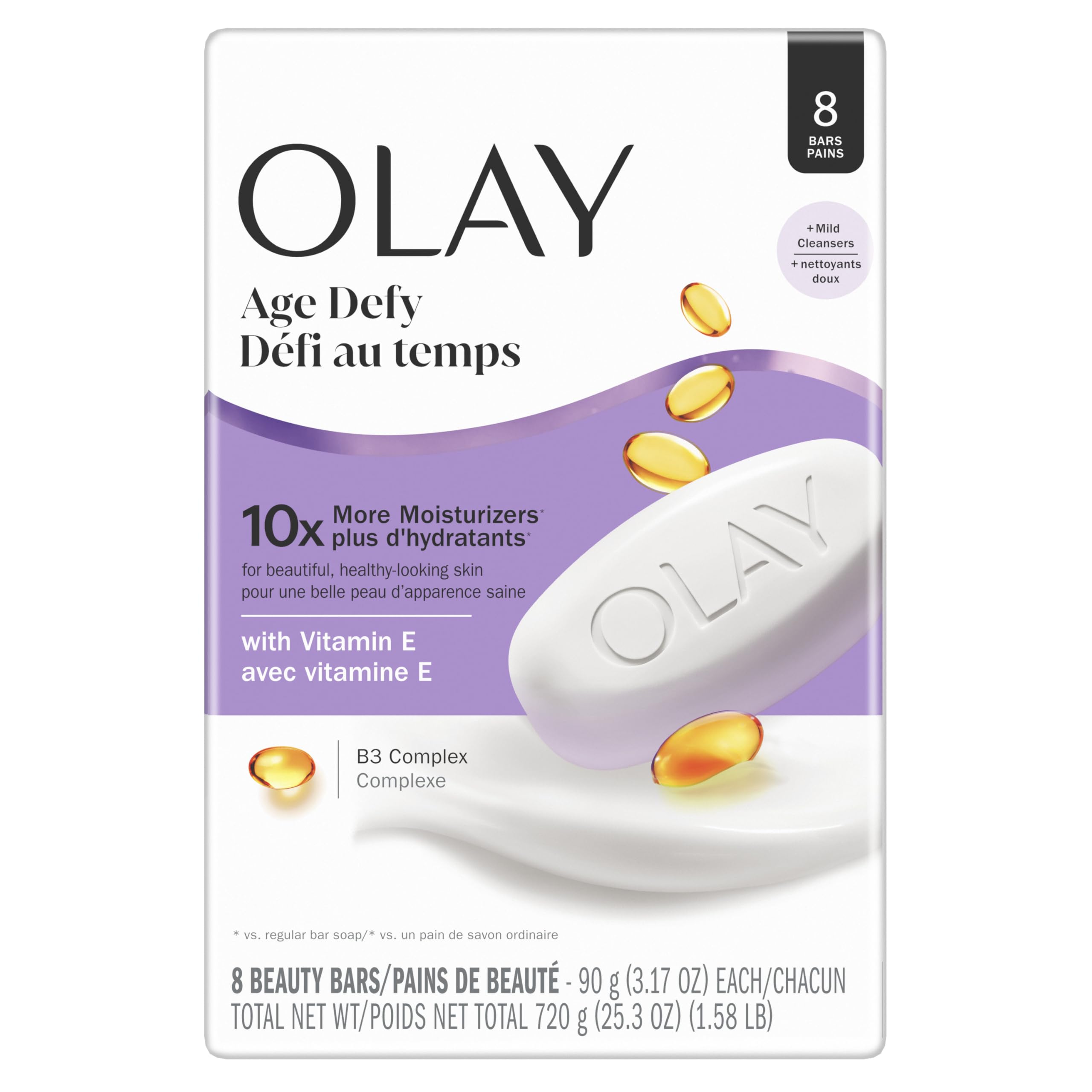Olay barra belleza Age Defying con empaque visible