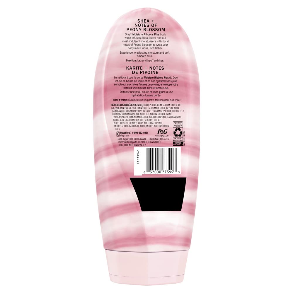 Olay bathroom shelf with Moisture Ribbons Plus bottles