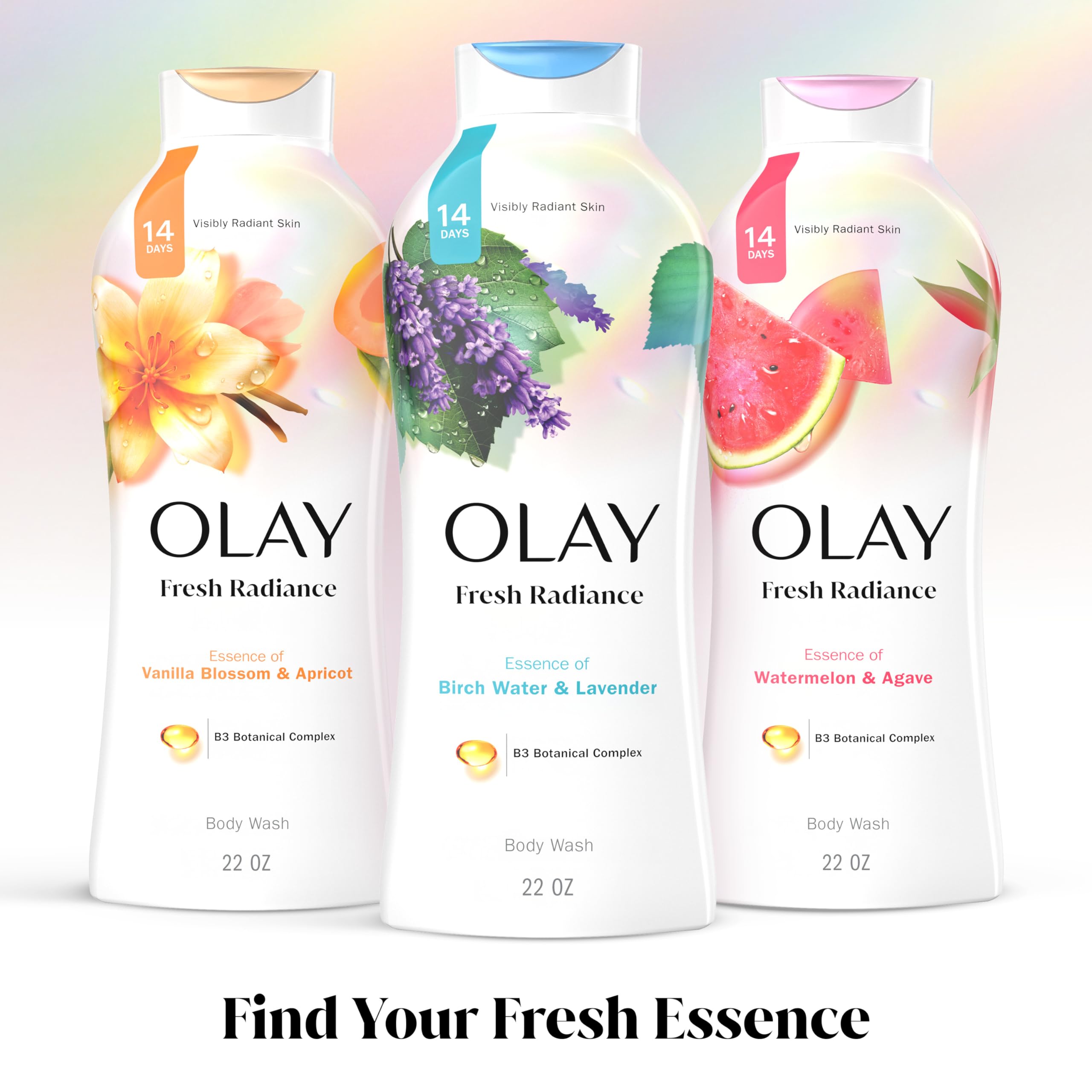 Olay Birch Water Lavender packaging four bottles emphasizes value.