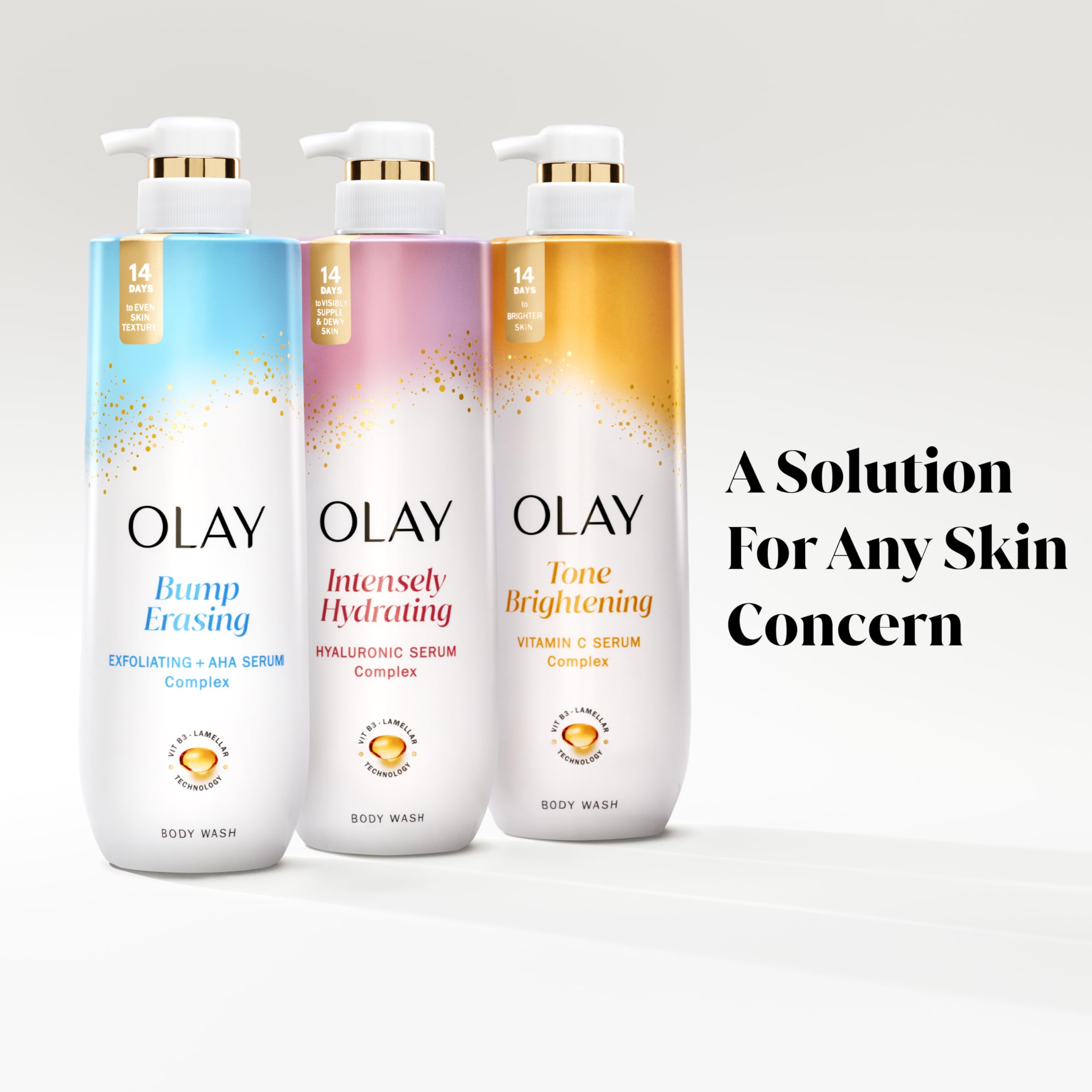 OLAY Body Wash for Women formula suitable for all skin types.