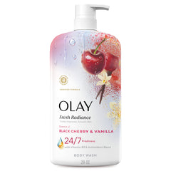 Olay brillos frescos en la botella, sugiere experiencia refrescante para la ducha