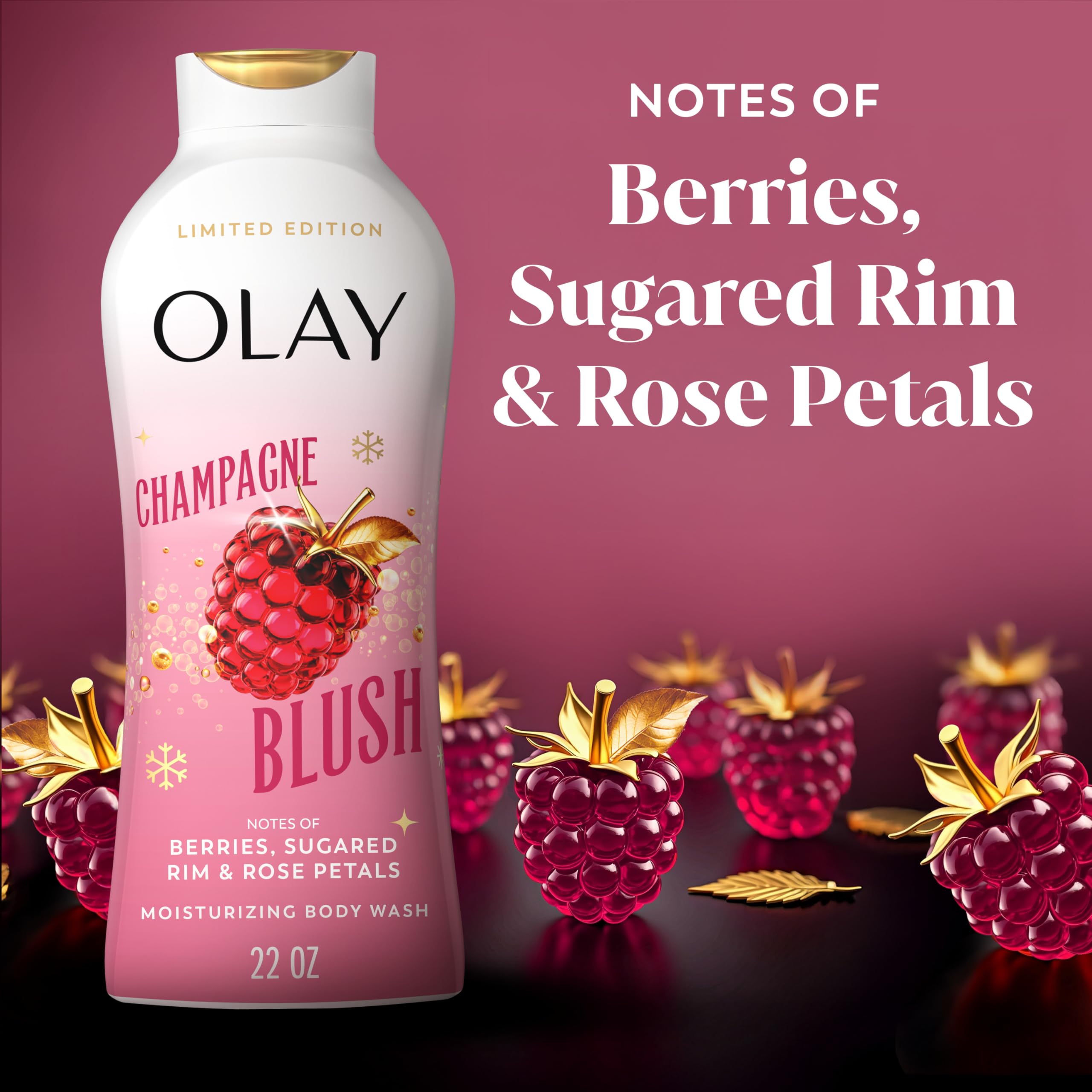 Creamy foam from Olay Champagne Blush cleanses while delivering moisture.