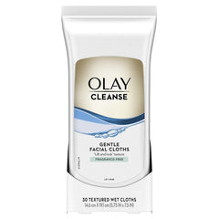 Olay Cleanse Gentle Cloths pack image for quick daily cleansing.