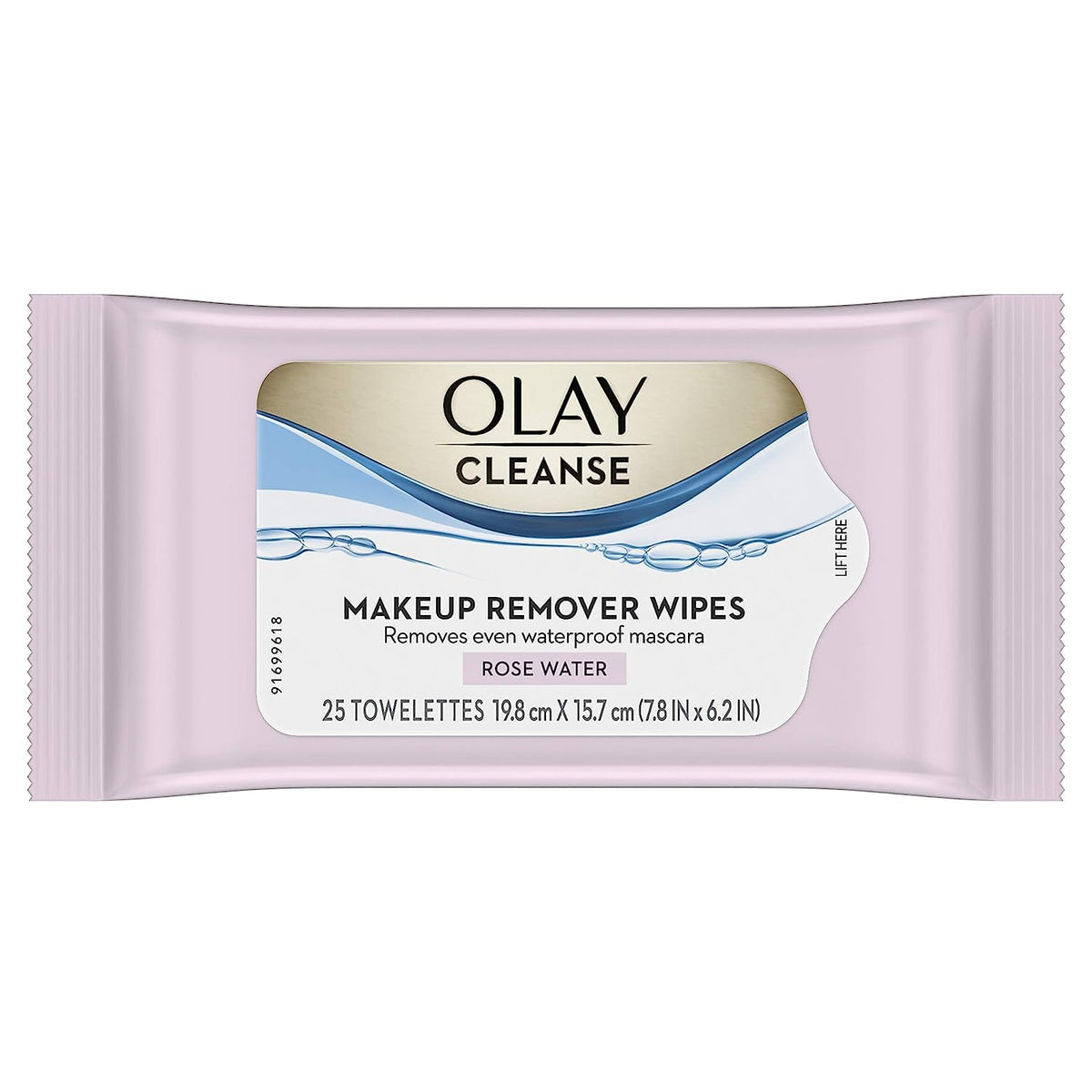 Olay Cleanse Makeup Remover Wipes rose water pack for quick makeup removal.