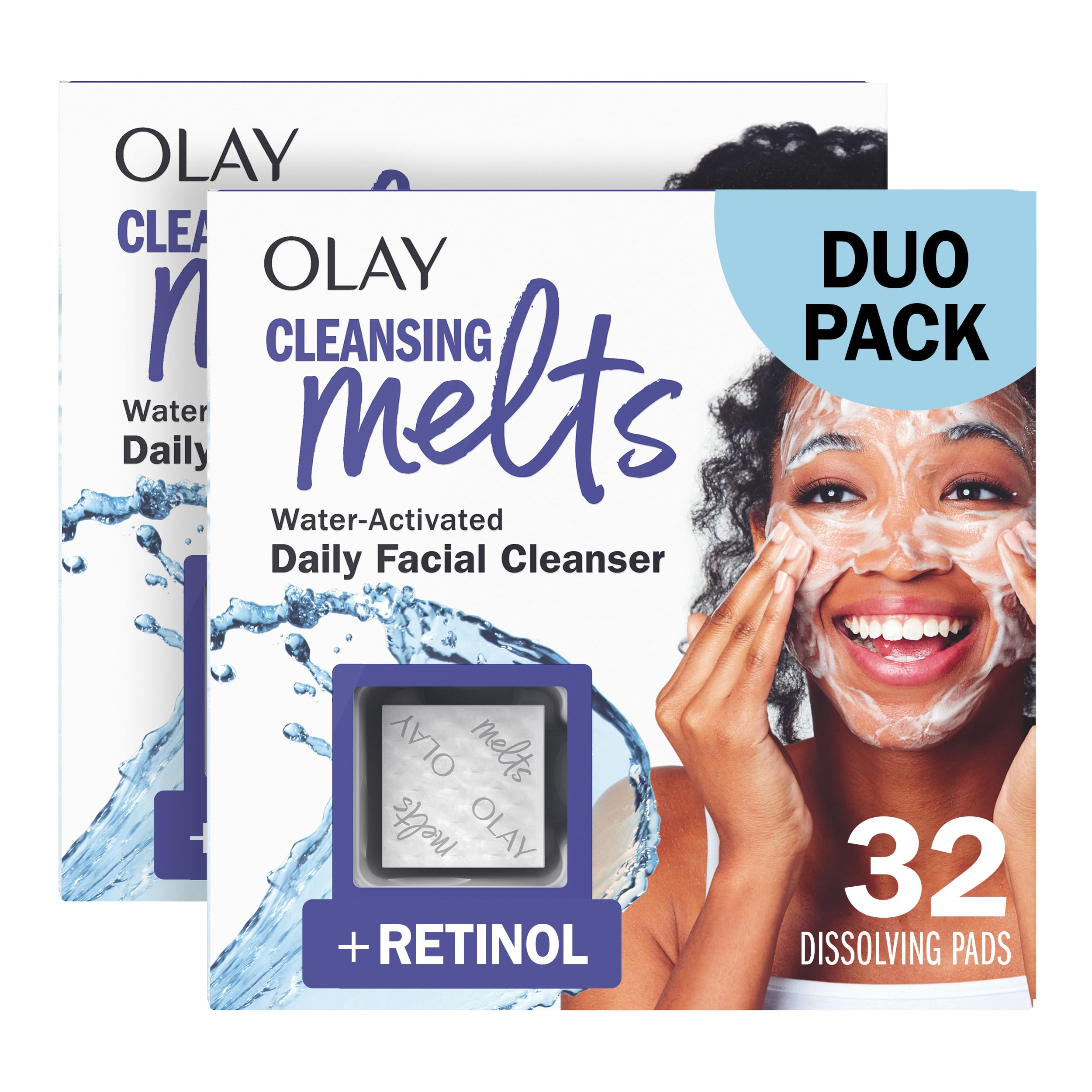 Olay Cleansing Melts water-activated pad forming rich lather for a quick daily cleanse.