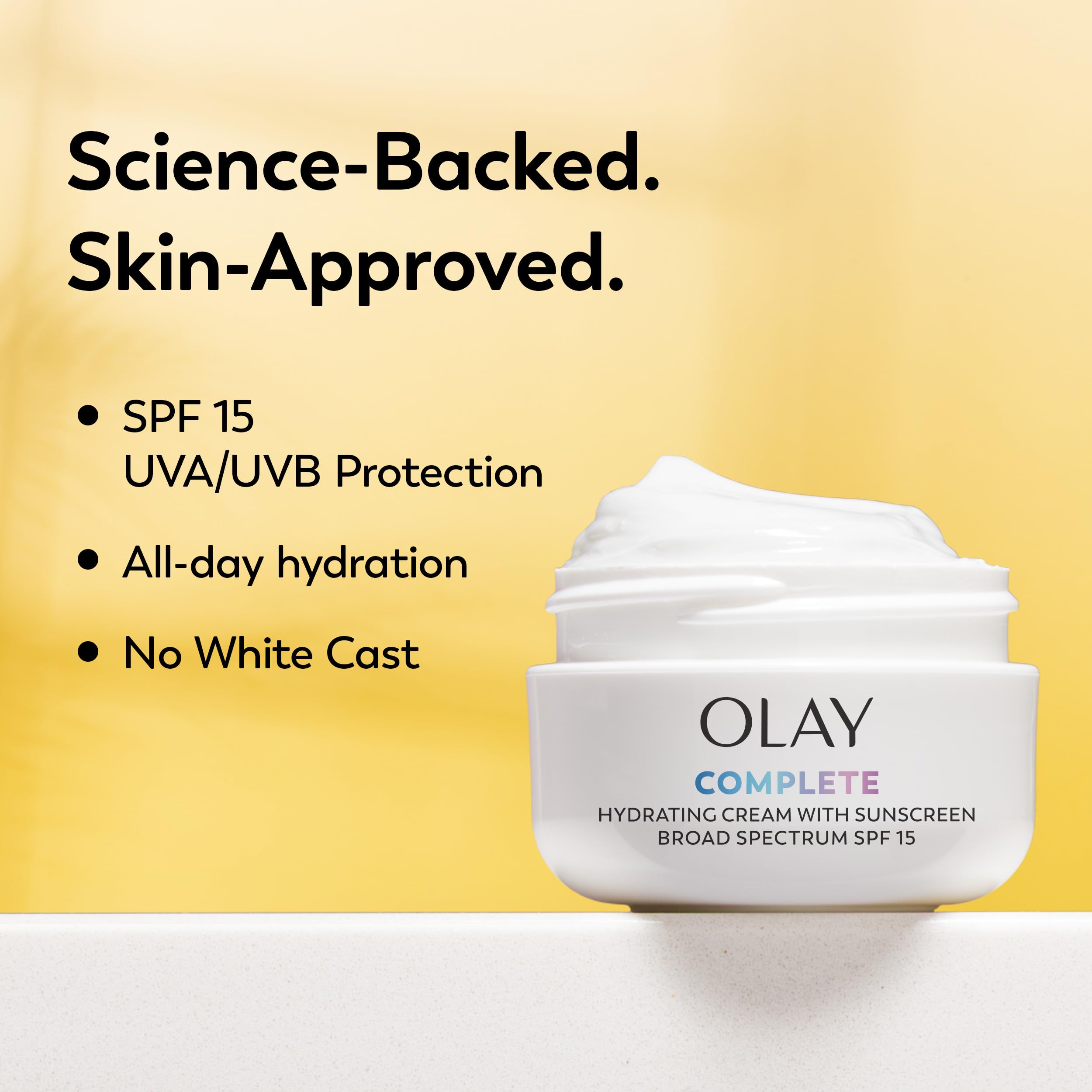 Olay SPF 15 swatch demonstrates non-greasy finish