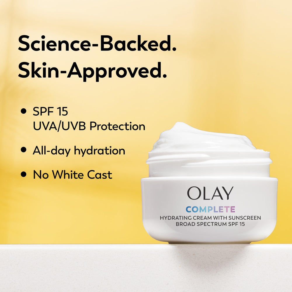 Olay SPF 15 swatch demonstrates non-greasy finish