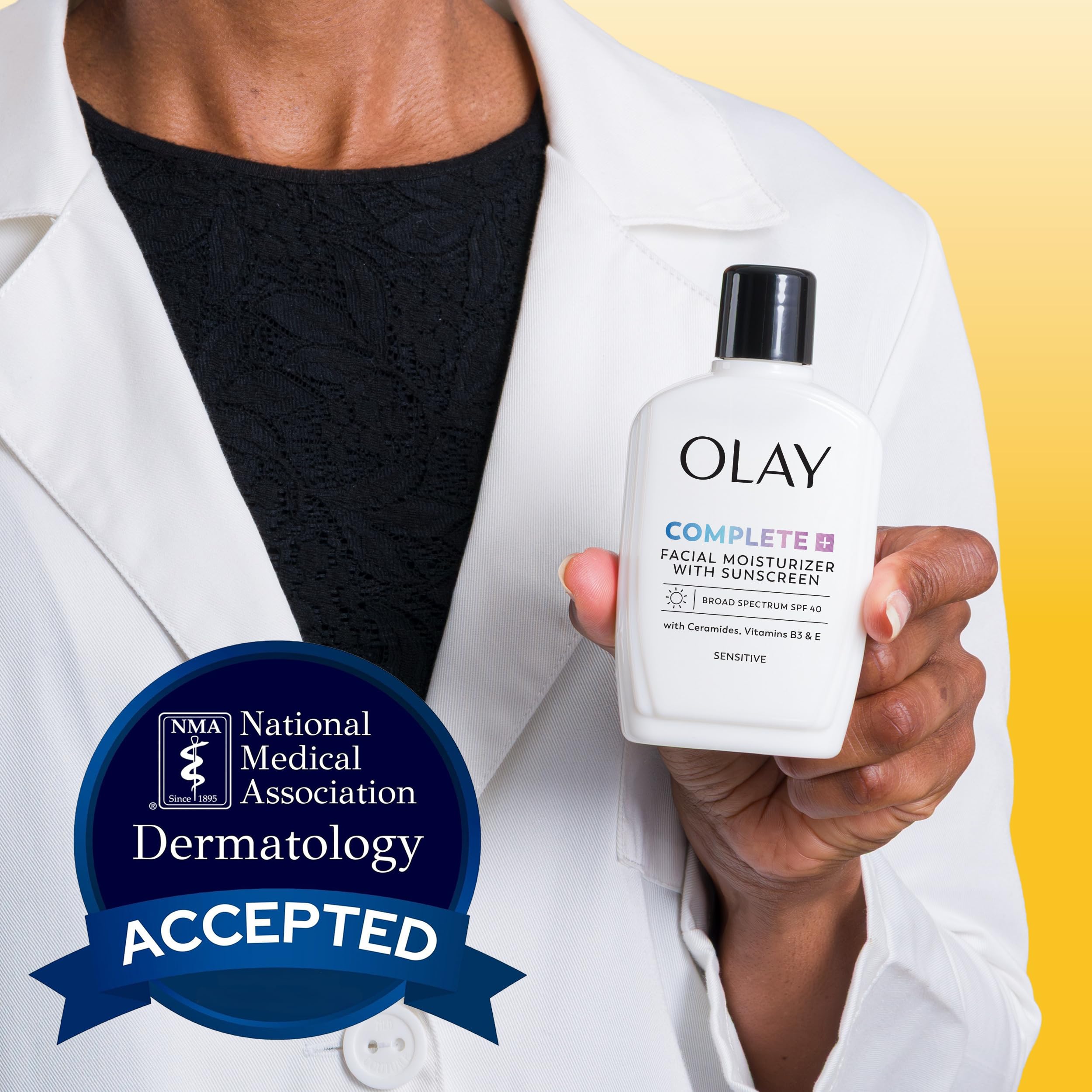 Olay Complete+ recyclable bottle emphasizes eco-friendly packaging