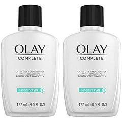 Olay Complete UV Plus Moisturizer label highlights oil-free, fragrance-free formula