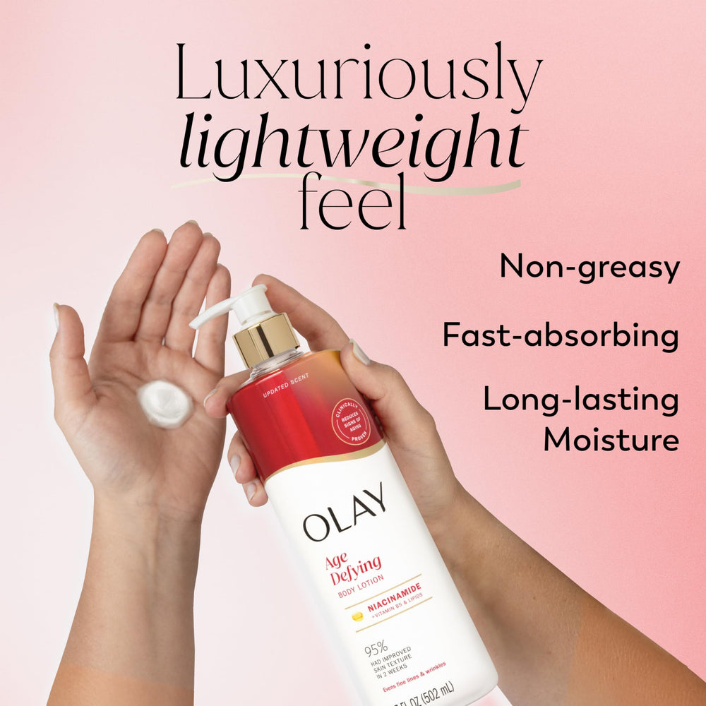 Olay loción corporal con niacinamida, ingrediente clave para tono y textura