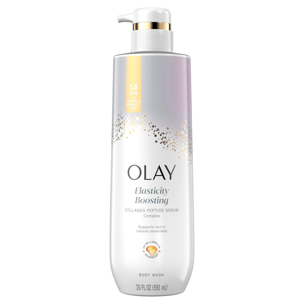Olay Cuidado Corporal: botella vertiendo para limpieza lujosa y suave
