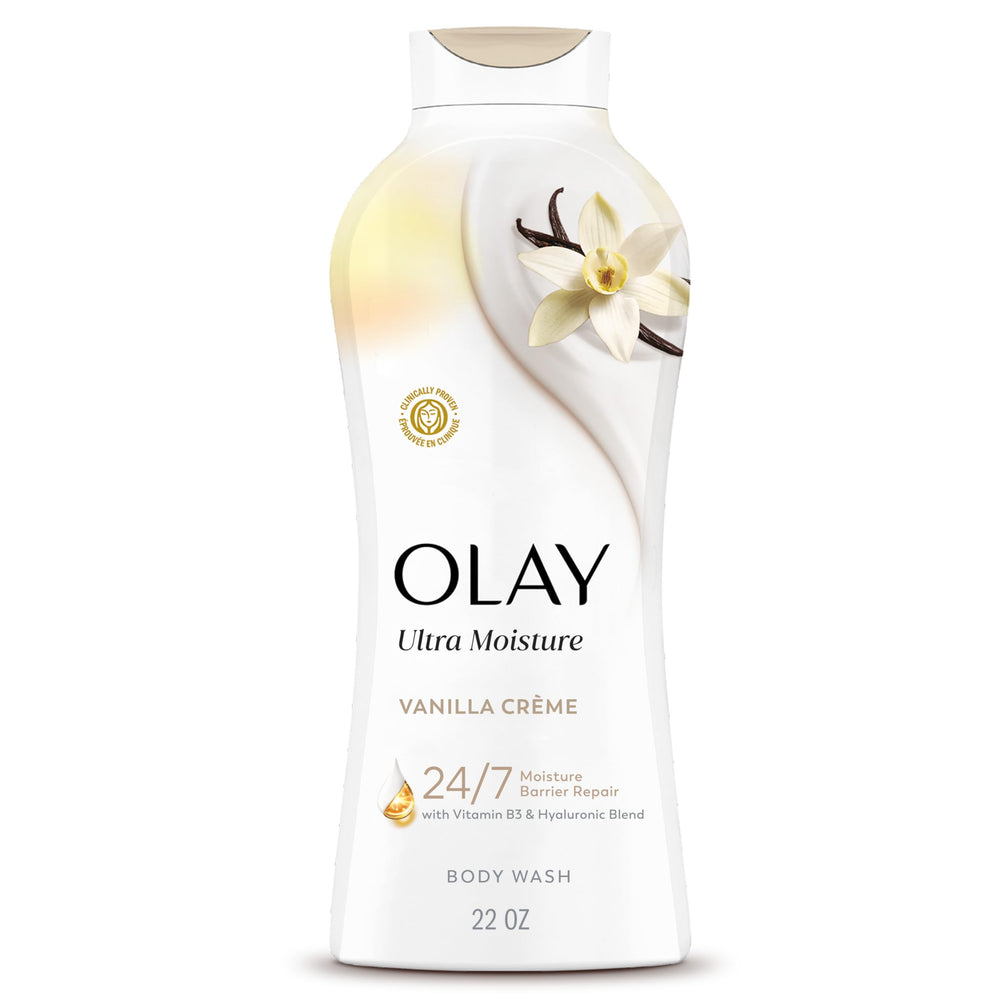 Olay Ultra Hidratacion Vanilla Creme en botella para uso diario.