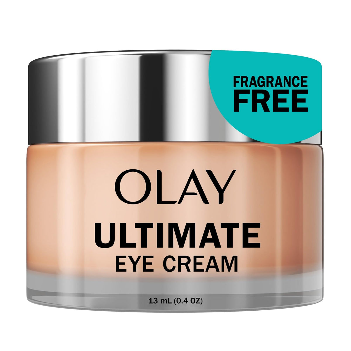 OLAY Ultimate Eye Cream tube close-up shows creamy texture for hydration.