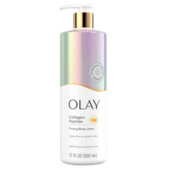 Olay firming hydrating lotion with collagen in a pump bottle for smoother, hydrated skin