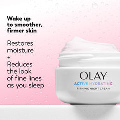 Olay Firming Night Cream swatch shows non-greasy, quickly absorbing cream