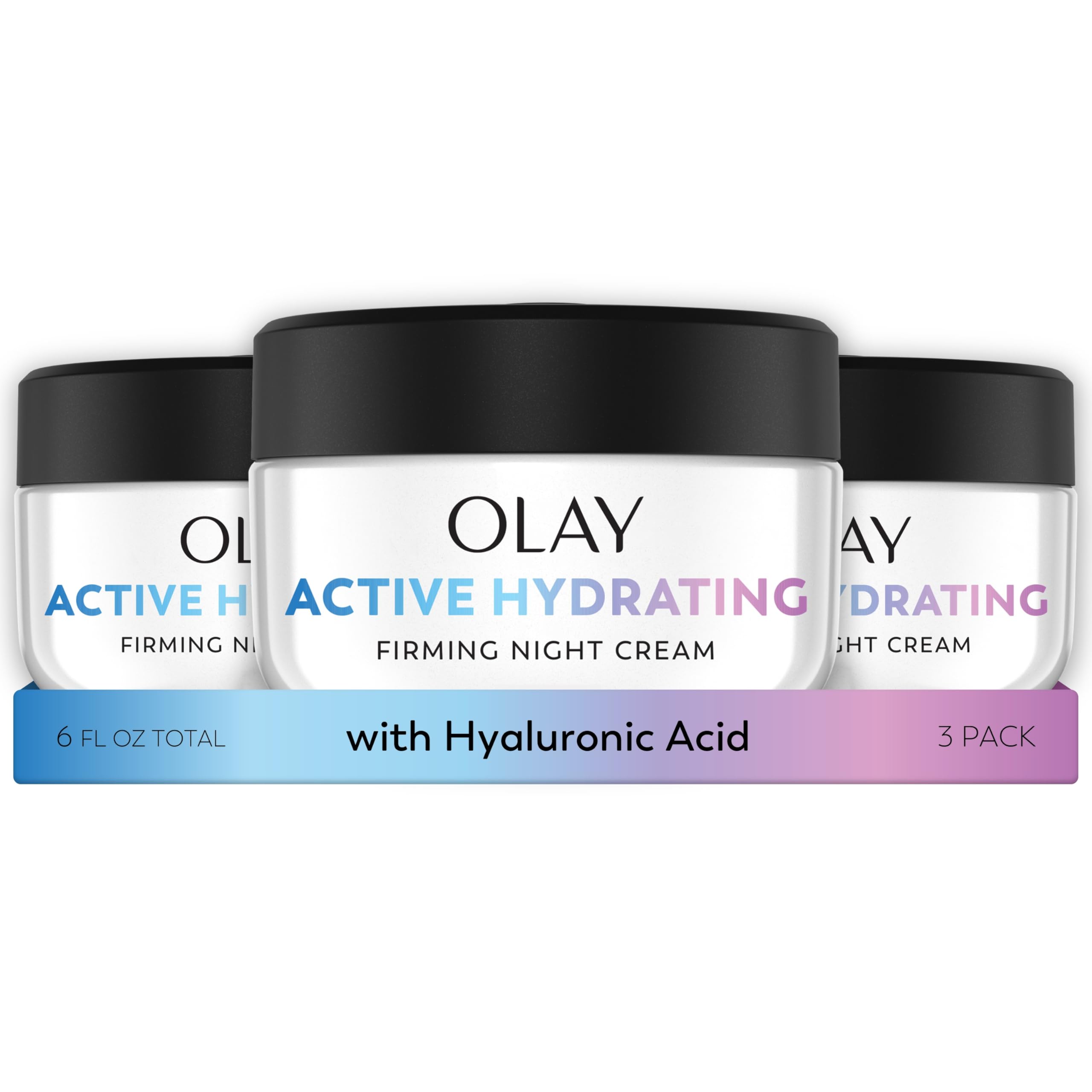 Olay Firming Night Cream jar close-up showing rich texture for overnight hydration