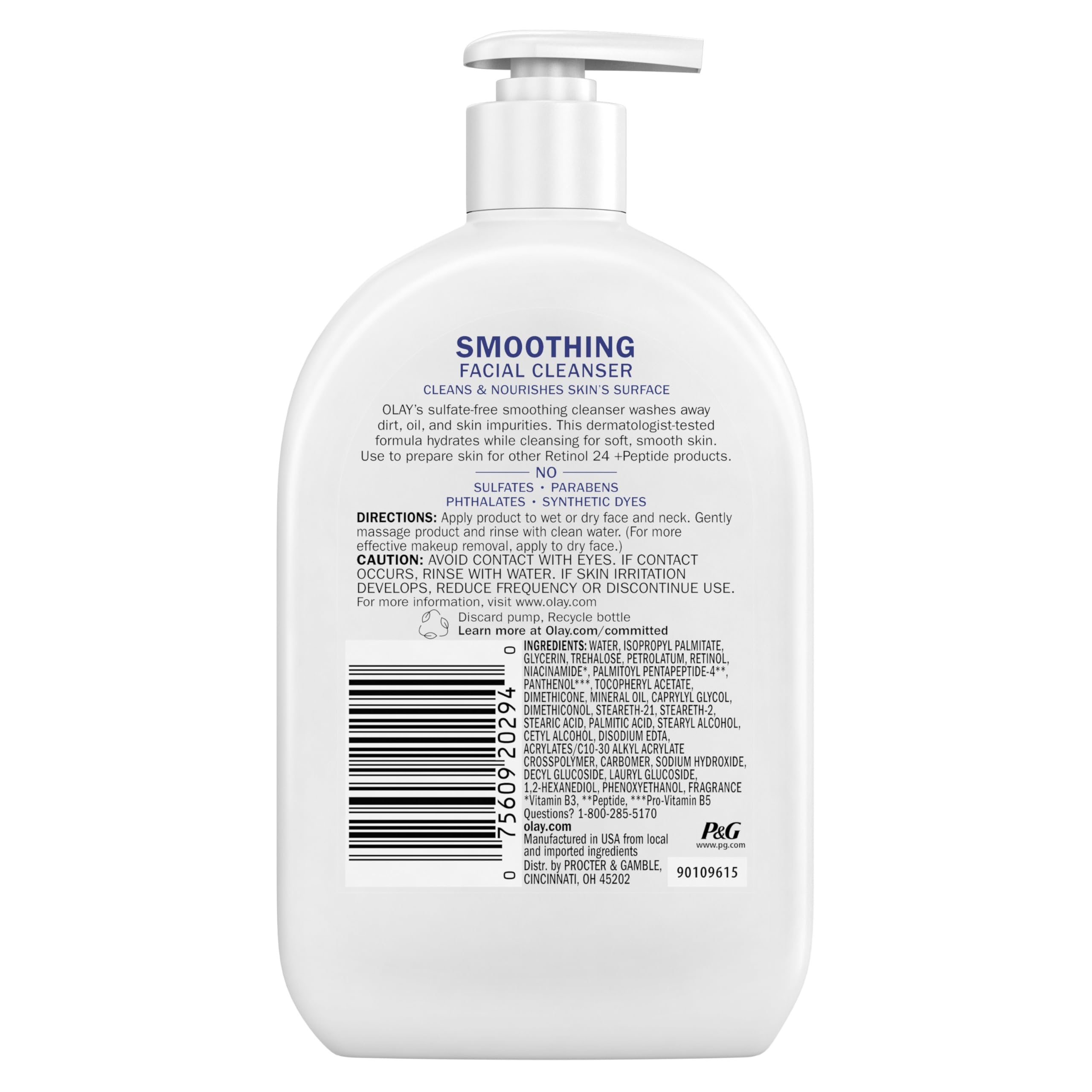 Olay fórmula sin sulfatos ni parabenos para piel sensible.