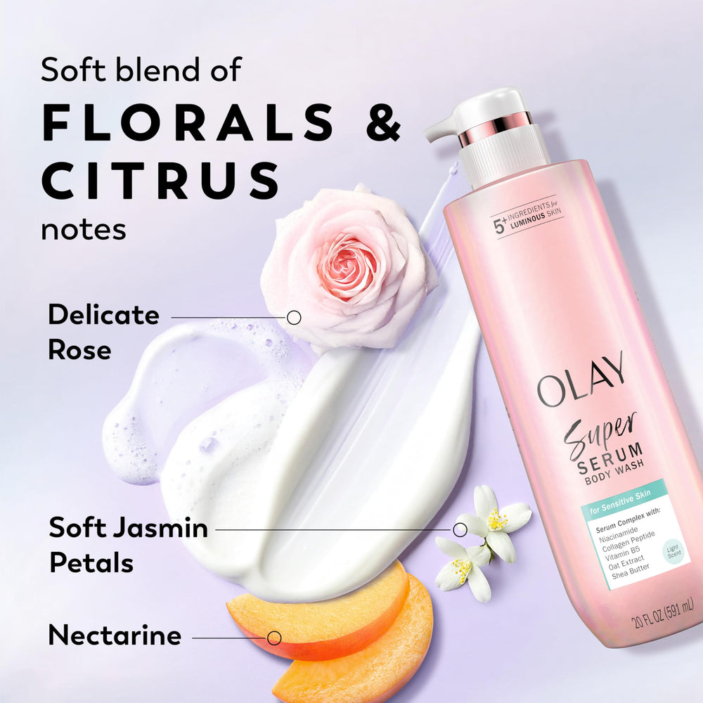 Olay gel de ducha con suero, piel hidratada durante todo el día.