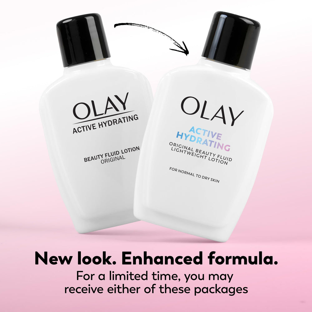 Olay hidratante facial con dispensador, facilita aplicación suave y controlada.