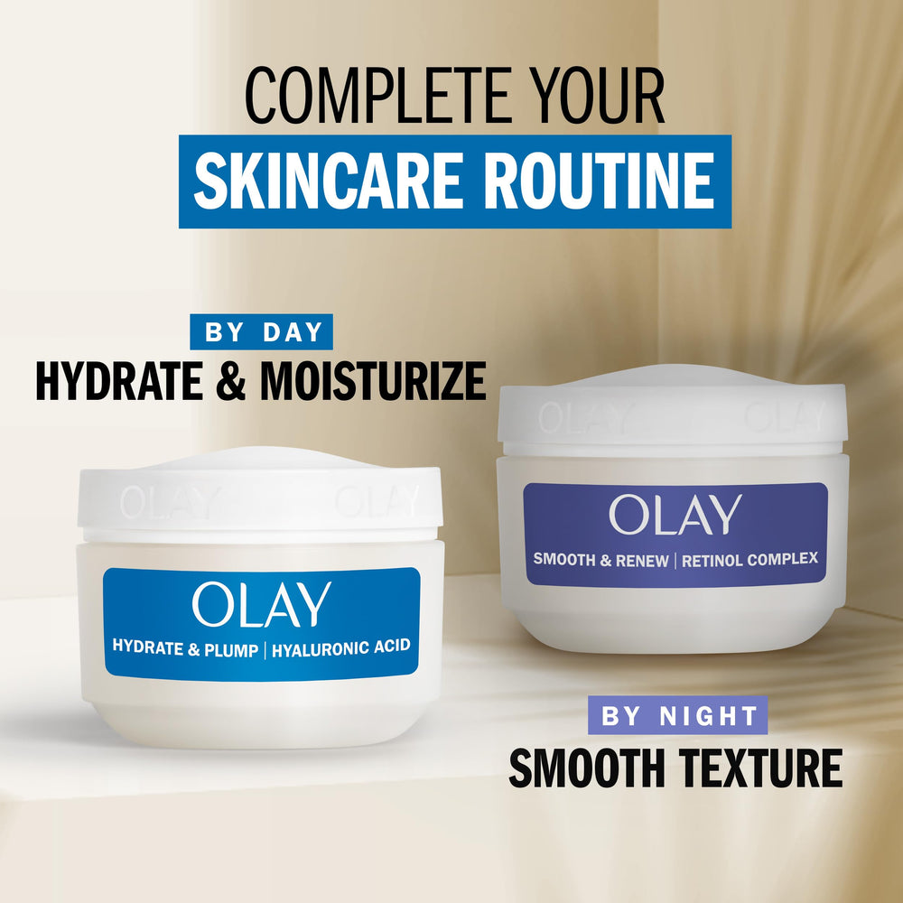 Olay Hyaluronic face and neck application for day and night hydration.