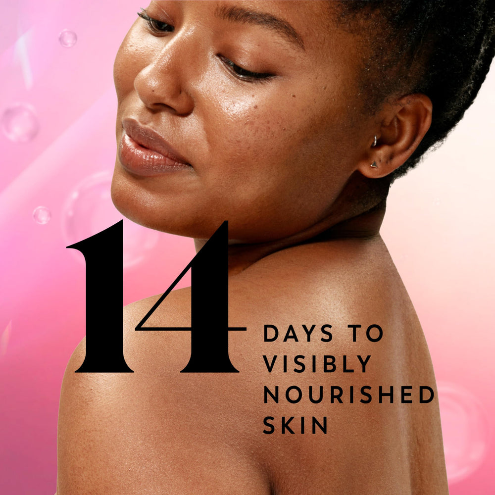 Olay Hyaluronic Serum Complex closeup emphasizes deep hydration support.