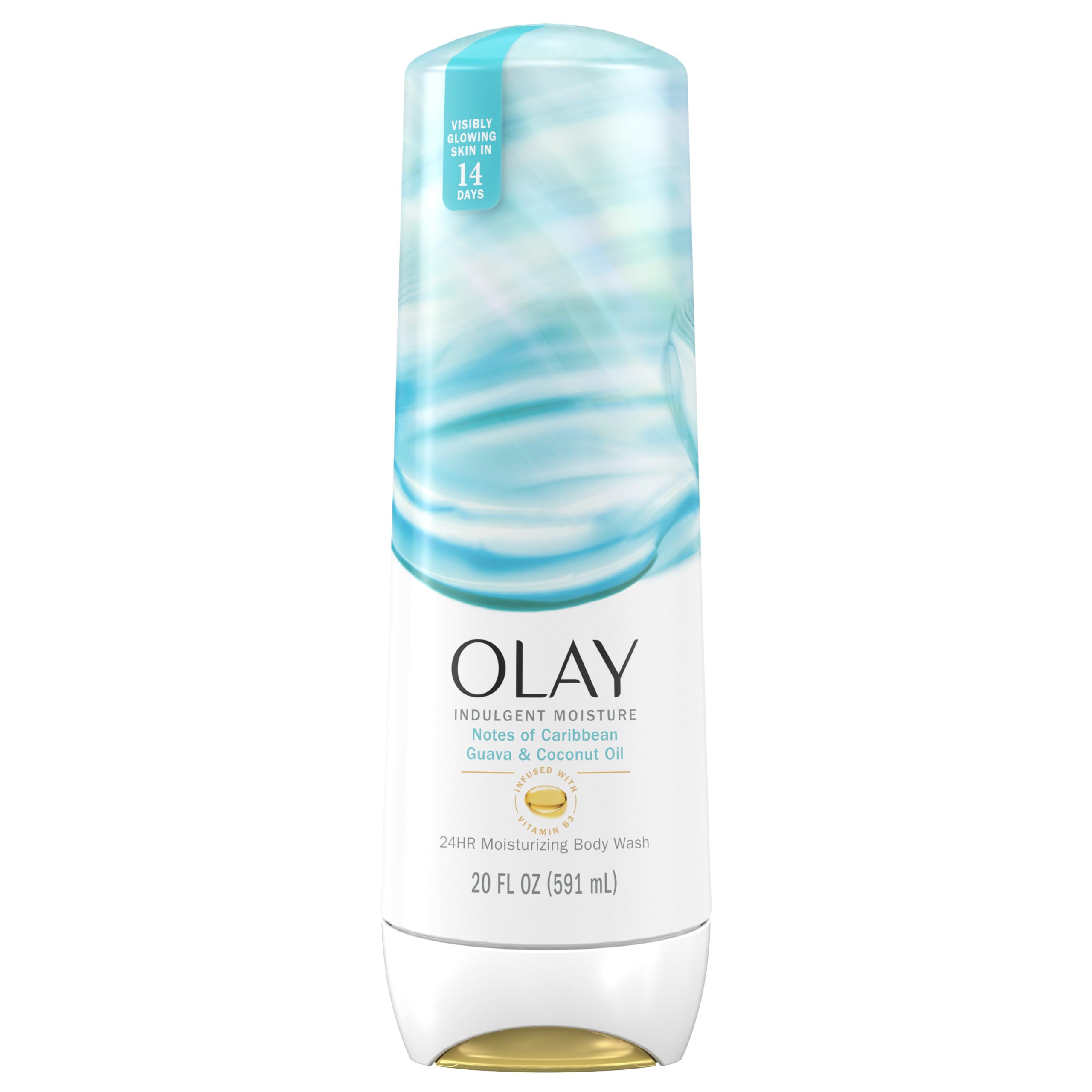 Olay Indulgent Moisture: vertido de la botella para hidratación suave durante la ducha.