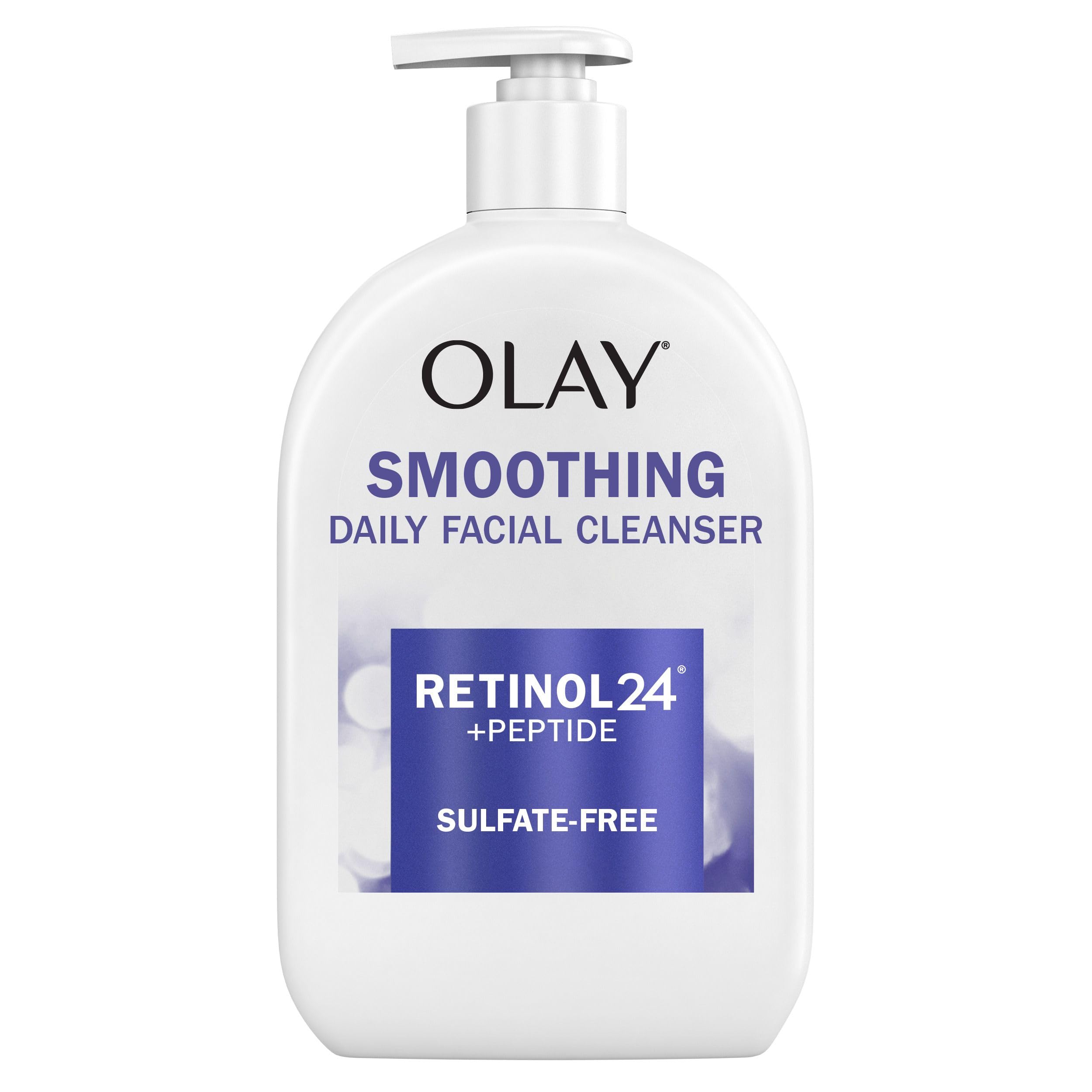 Olay limpiador facial diario con retinol para piel limpia y suave.